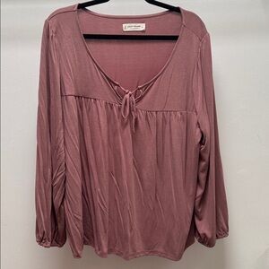 Jaclyn Smith Dusty Rose Blouse with Tie Front